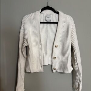 Abercrombie & Fitch Merino Wool Blend Cream Button-Up Cardigan